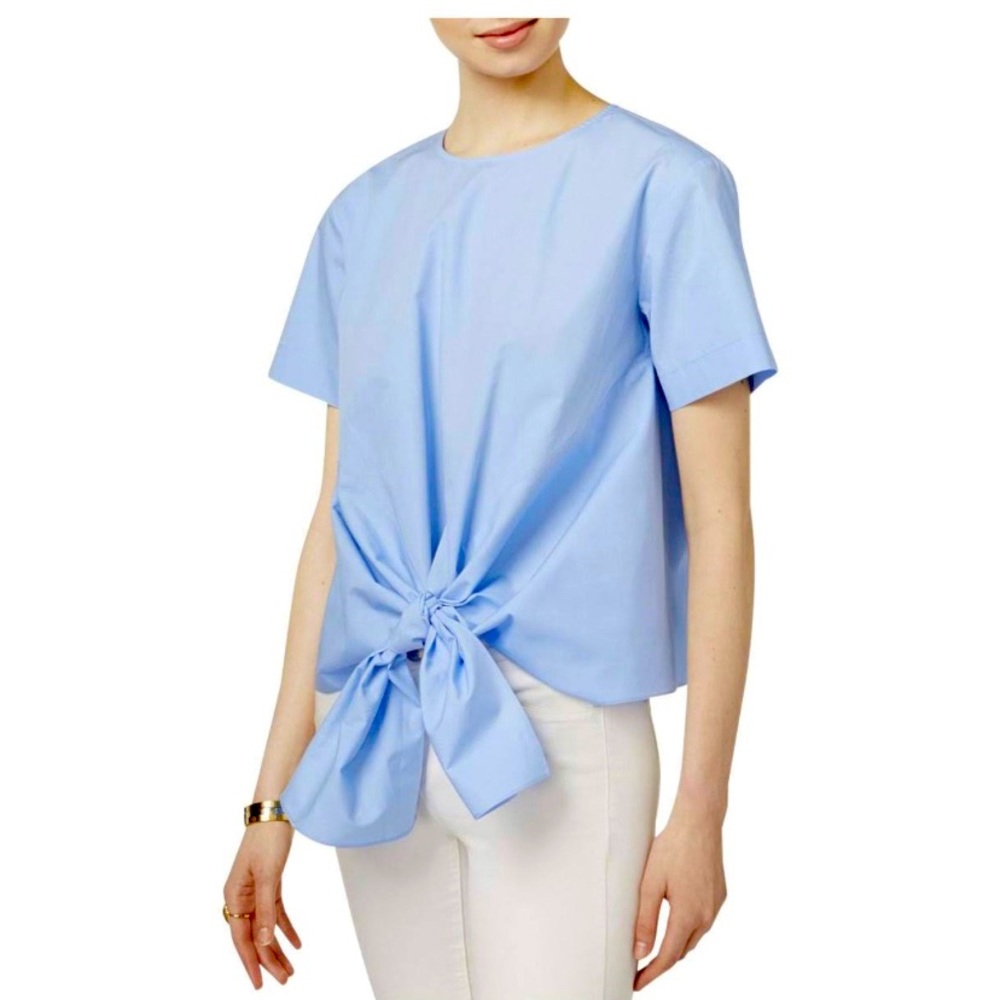 Blue front tie top AQUA